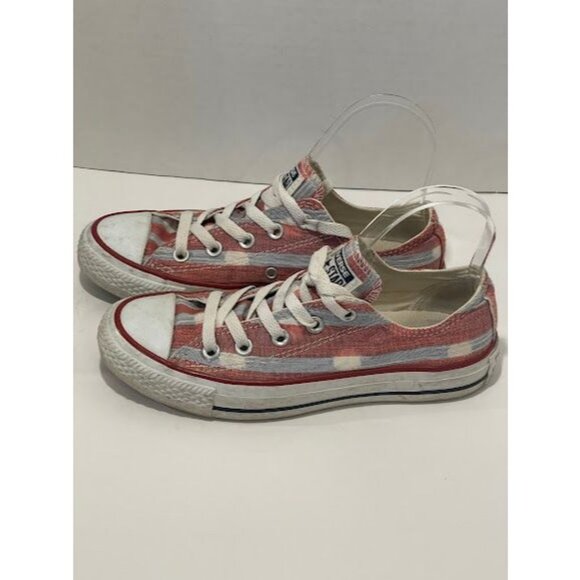 Converse Womens All Star Low-Top Sneakers Size 6 Red & White‎ Striped Canvas - Picture 1 of 11
